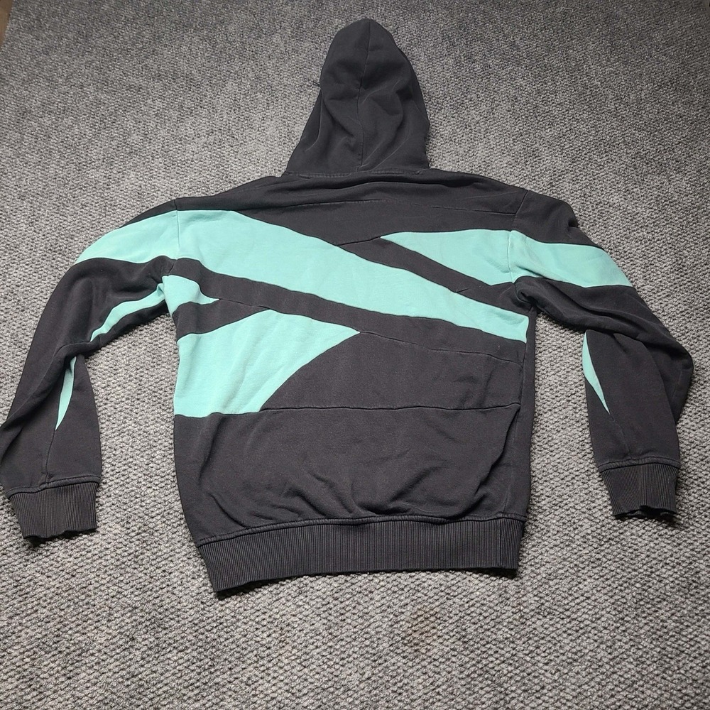 Y2k Reebok BIG Logo graphic Hoodie Jacket Black & Blue No Size Tag Grunge Street